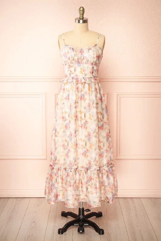 Naora | Floral Dress with Lace Up Back Save Big