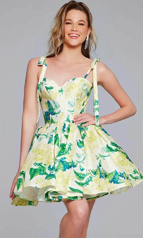 Jovani 39881 - Printed Sweetheart Cocktail Dress Limited Stock