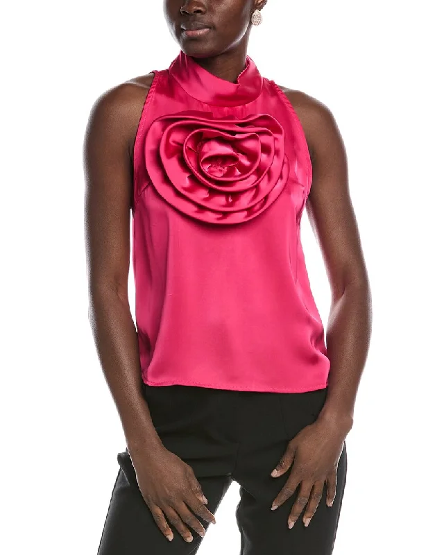 Gracia Flower Embellished Satin Top Exclusive Sale