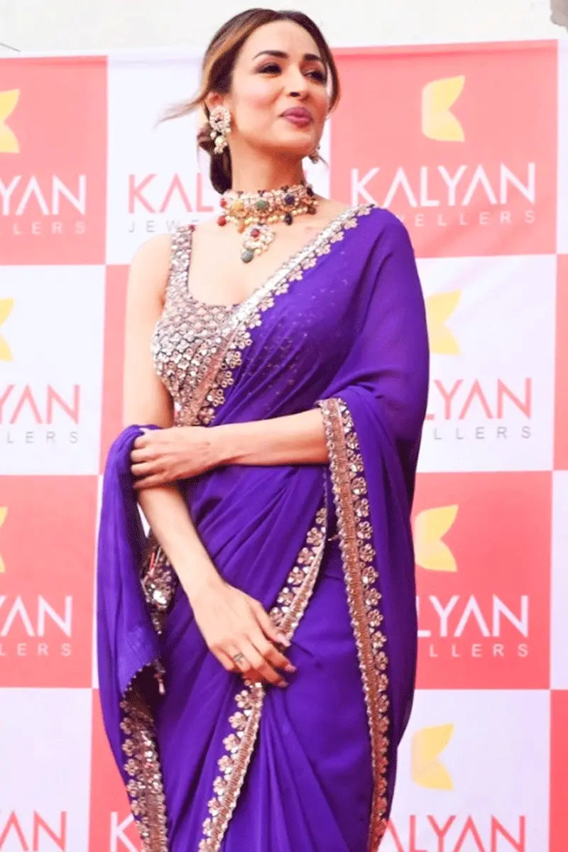 Malaika Arora In Purple Saree Buy Online Exclusive Designer Collection