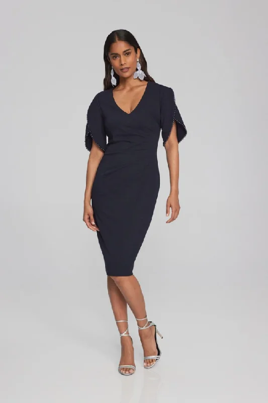 Scuba Crepe Sheath Dress with Pearl Detail Trendy Urban Attire