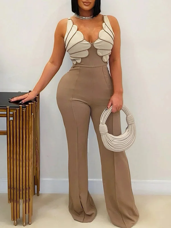 Two-Tone Sleeveless Jumpsuit Fashion Forward Outfits