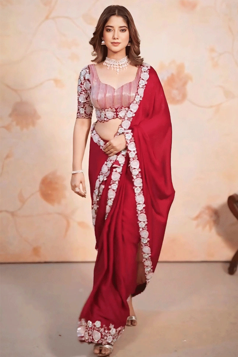 Traditional Red Colour Karwa Chauth Saree Look Inspired By You, Designed For You