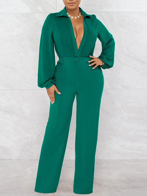 Solid Deep V Jumpsuit Find Your Unique Flair