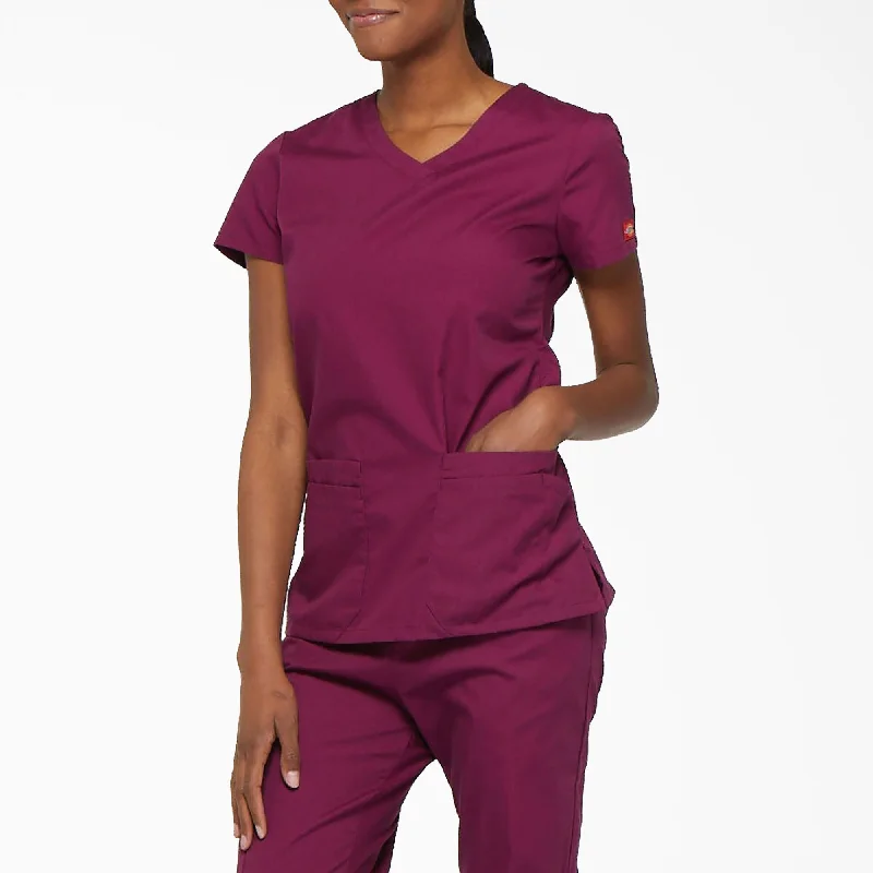 Dickies Women's EDS Signature V-Neck Scrub Top_Wine Flash Sale Starts