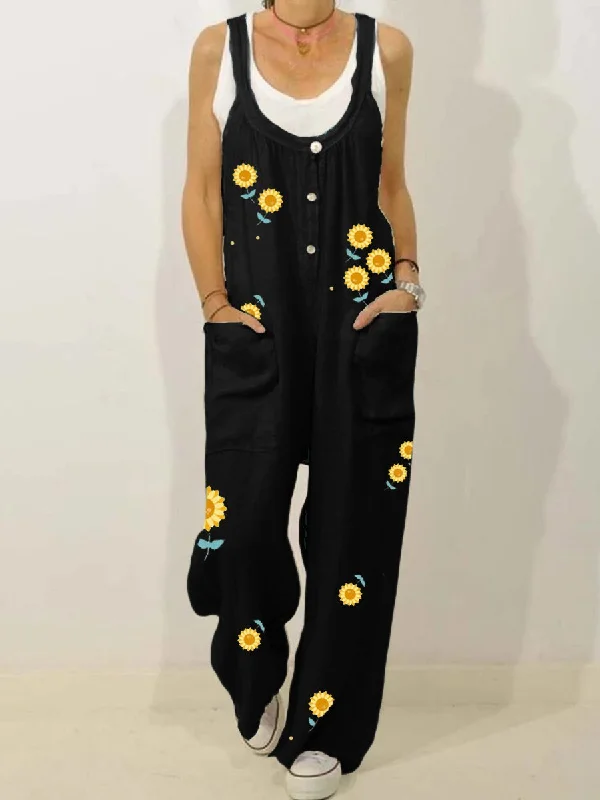 Romantic Pastoral Daisy Loose Casual Jumpsuit Today Only