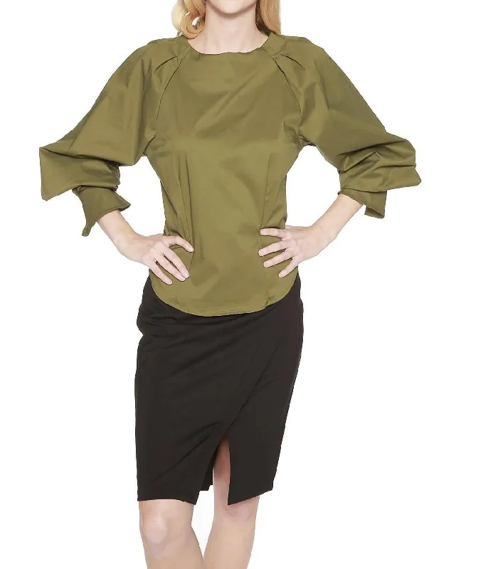 Edera Top In Olive Green Parisian Effortless Chic Style