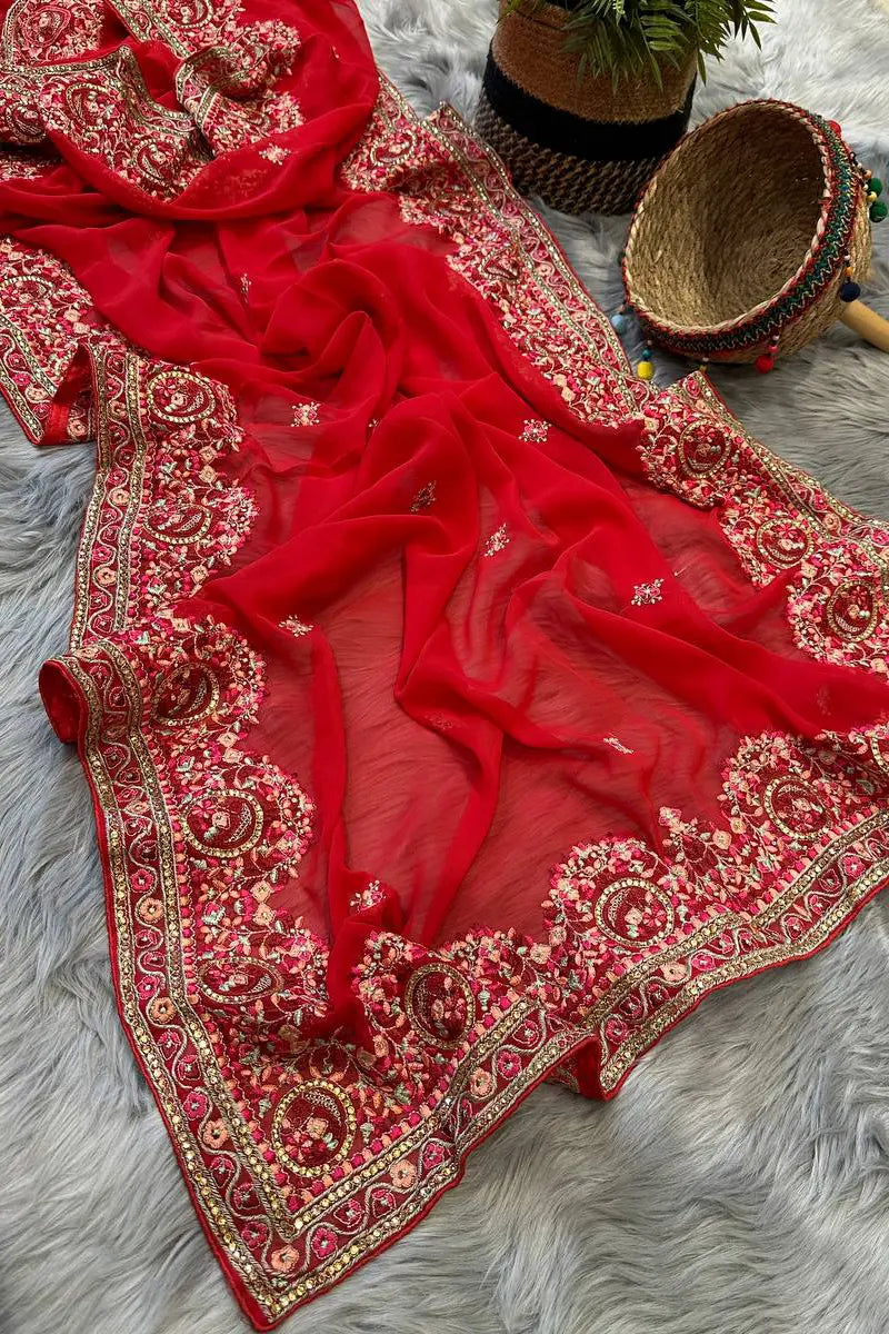 Karwa Chauth Special Red Saree Look For Girl Fashion Forward Femme