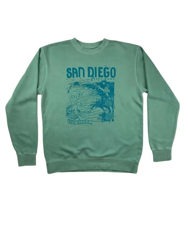 Sun Diego women's Map Sweatshirt - Mint/Teal Durable Fashion Picks