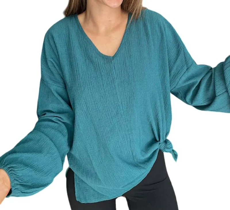 Workin' Woman Top In Turquoise Fashion-Forward