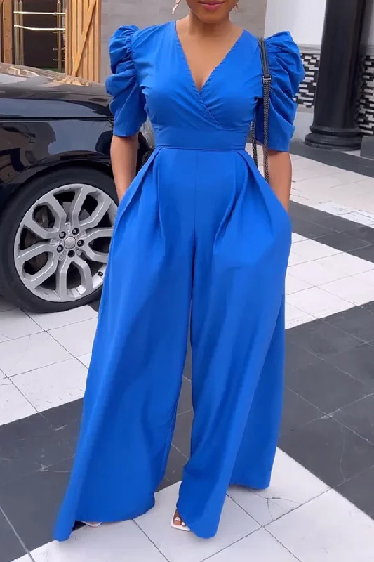 Solid Color Commuting Wide Leg Jumpsuit Special Offer