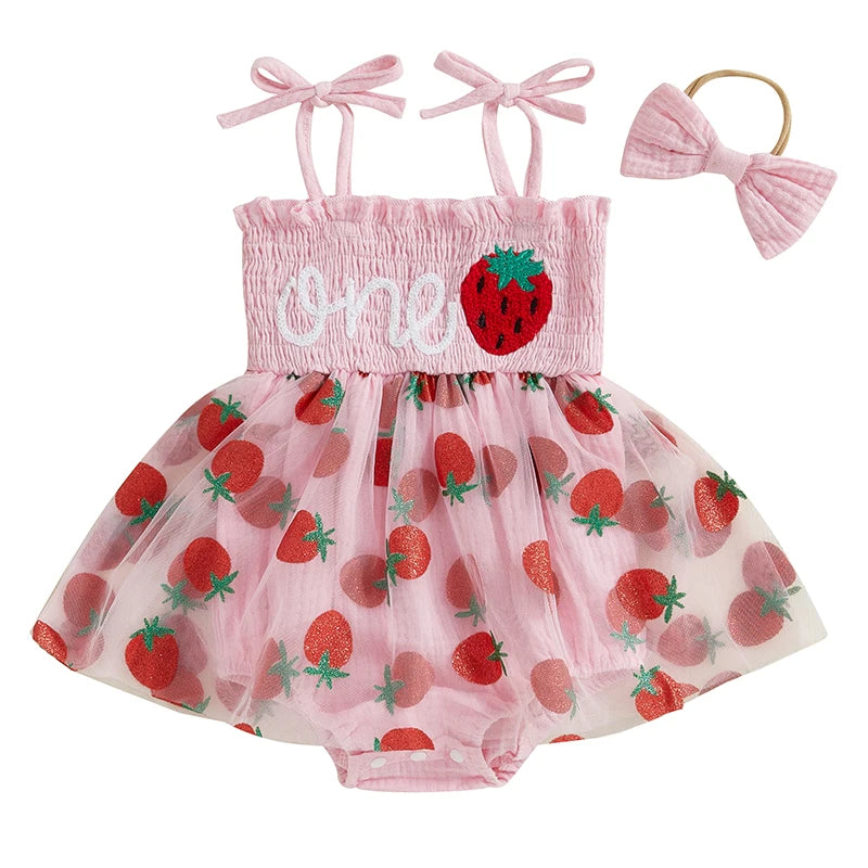 ONE Strawberry Tutu Romper Quality Driven Apparel