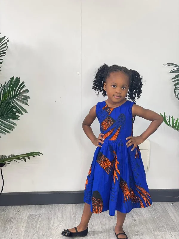 Alisha Ankara girls dress | Blue African Print Wardrobe Upgrade