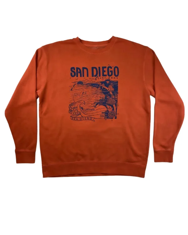 Sun Diego Women's Map Sweatshirt - Amber/Blue Clearance Event