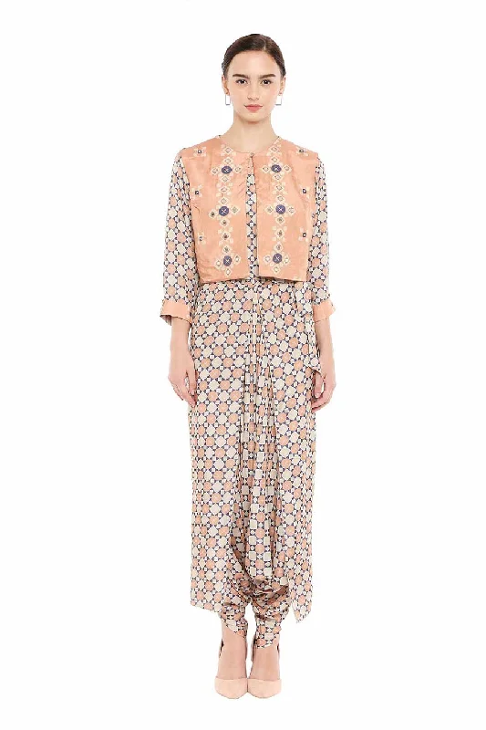 Brown Embroidered Jumpsuit & Jacket Co-ord Set Seasonal Sale