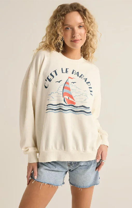 Z-Supply LE PARADIS SUNDAY SWEATSHIRT - SEA SALT Great Deals On Ethnic Cultural Wear