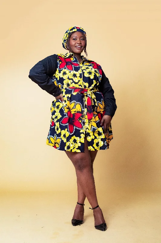 Debby Ankara Shirt Dress | Yellow and Red African Print Fashion For Every Occasion