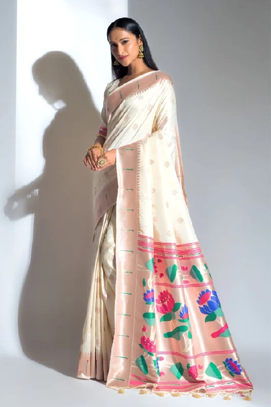 Exclusive Off White Paithani Silk Saree Buy Online Low Price Special