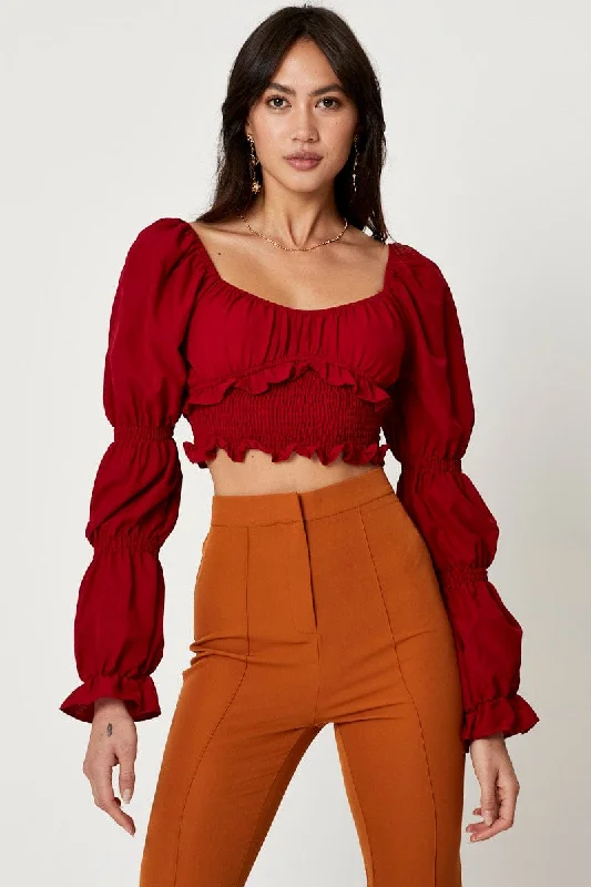 Red Scoop Neck Top Hot Trends