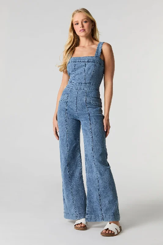 Denim Wide Leg Jumpsuit Spring Fashion