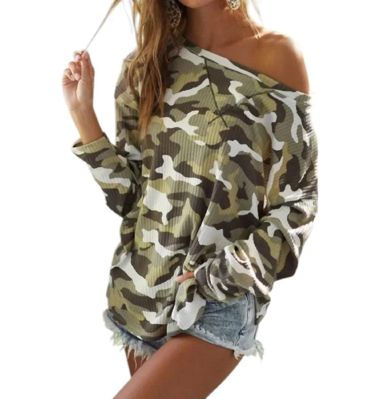 Slay N Camo Top In Camo Print Fashion Deal