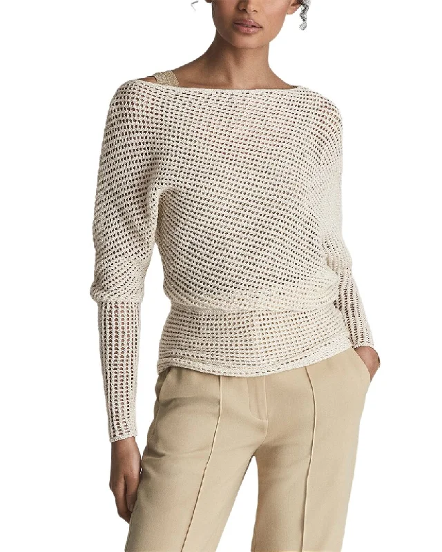 Reiss Lulu Open Knit Drape Top Evening Elegance