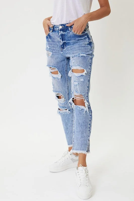 Distressed Mom Jeans Style Upgrade