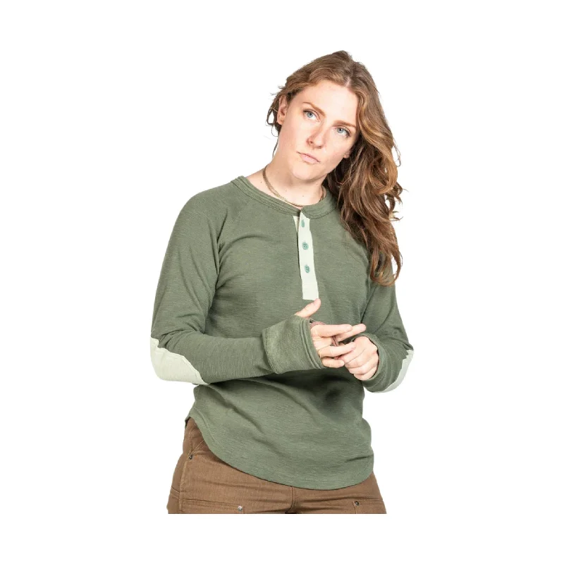 Dovetail Women's Rugged Thermal Henley - Moss Trend Forward Women's Wear