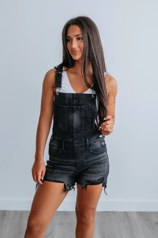 Monroe Risen Short Overalls - Vintage Black Chic And Trendy