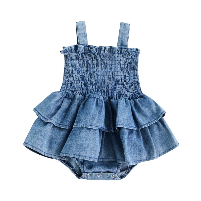 EMILY Layered Ruffles Denim Romper Shop Our Looks