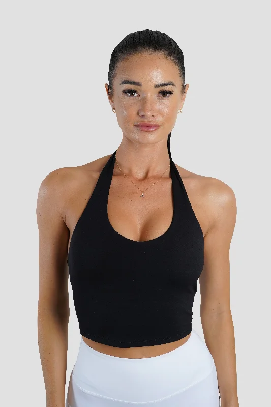 KIARA HALTER TOP - BLACK Chic Urban Fashion Look