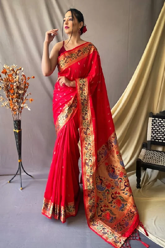 Red Paithani Saree For Karwa Chauth Look Fashionista Favorites