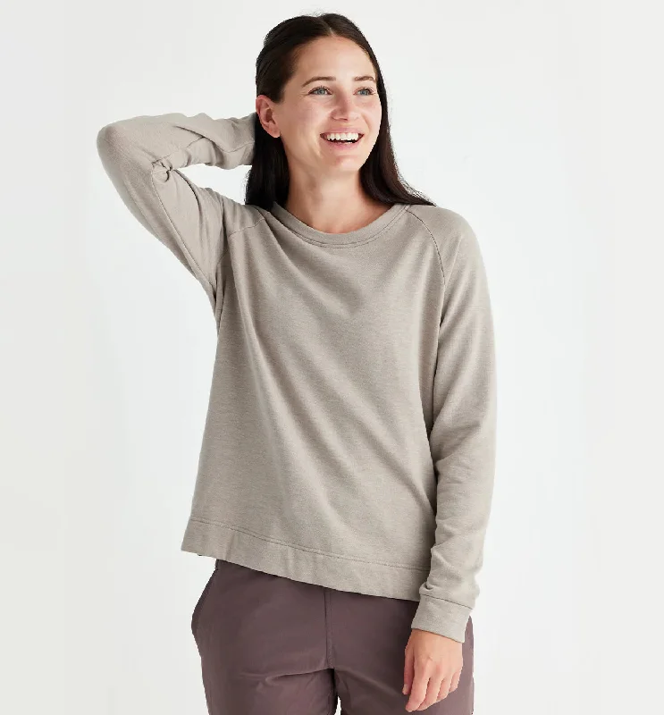 FREE FLY Women's Bamboo Lightweight Fleece Crewneck Pullover - HEATHER STONE Huge Savings On Parisian Styles