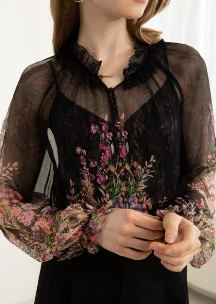 Blk Viola silk blouse Big Discounts