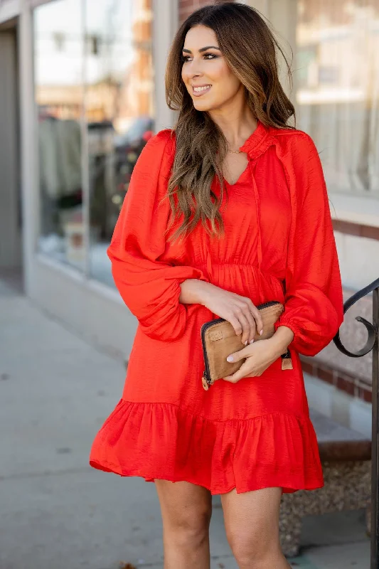 Classy Ruffle Accented Long Sleeve Dress Elevate Your Wardrobe