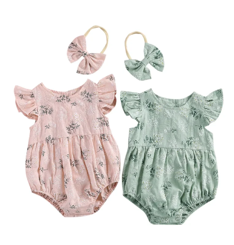 KEELY Floral Romper with Headband Elegant Attire