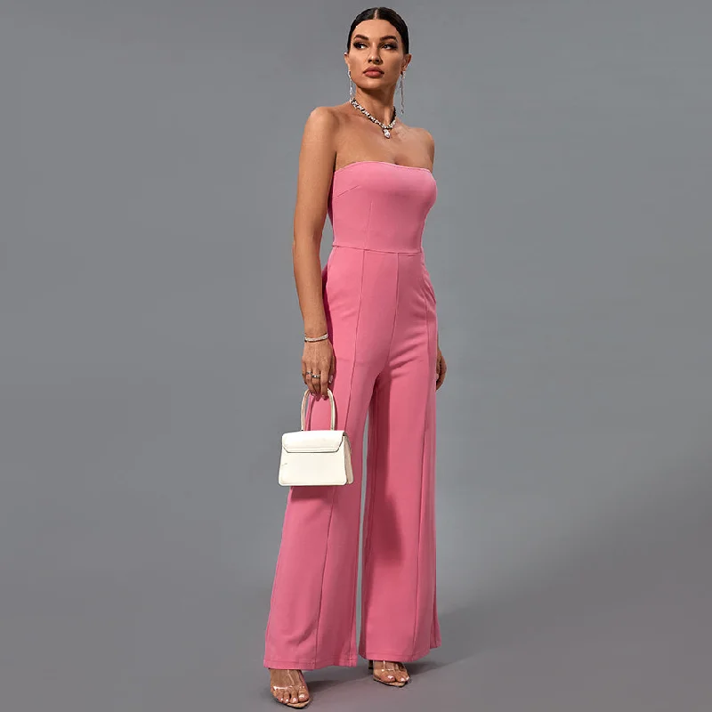 Strapless Plain Bodycon Jumpsuit FS21709 Chic Wardrobe Essentials