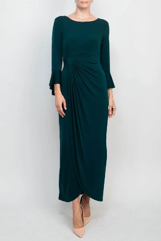 Connected Apparel T1312137M1 - Long Bell Sleeve Wrap Evening Dress Coastal Beach - Inspired Style