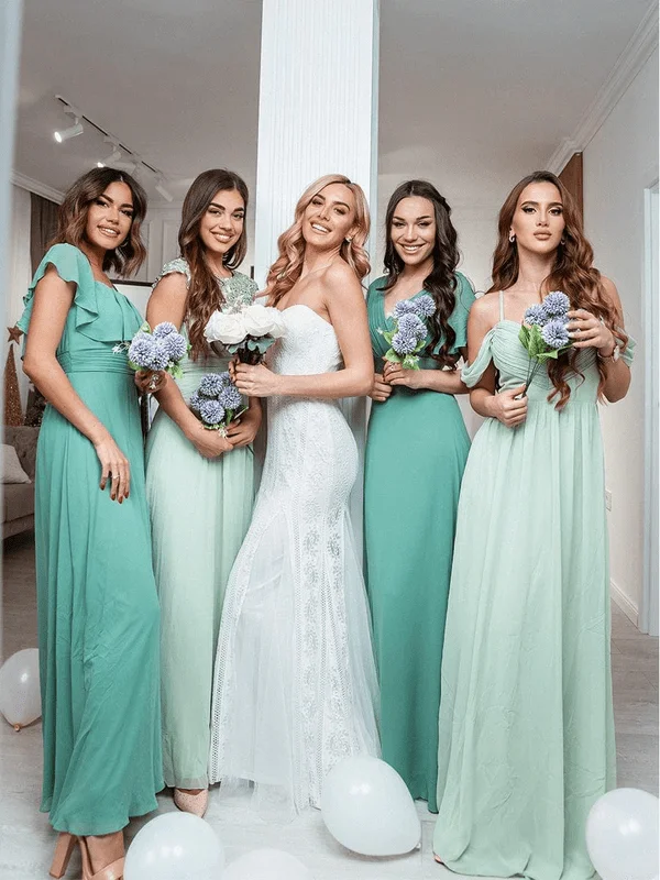 Sage Green Bridesmaid Gowns Trend Forward Women's Wear