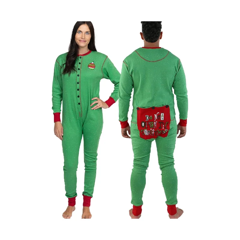 Lazy One Don't Open Till Christmas Adult Onesie Flapjack - Green FINAL SALE Trend Forward Threads For Her