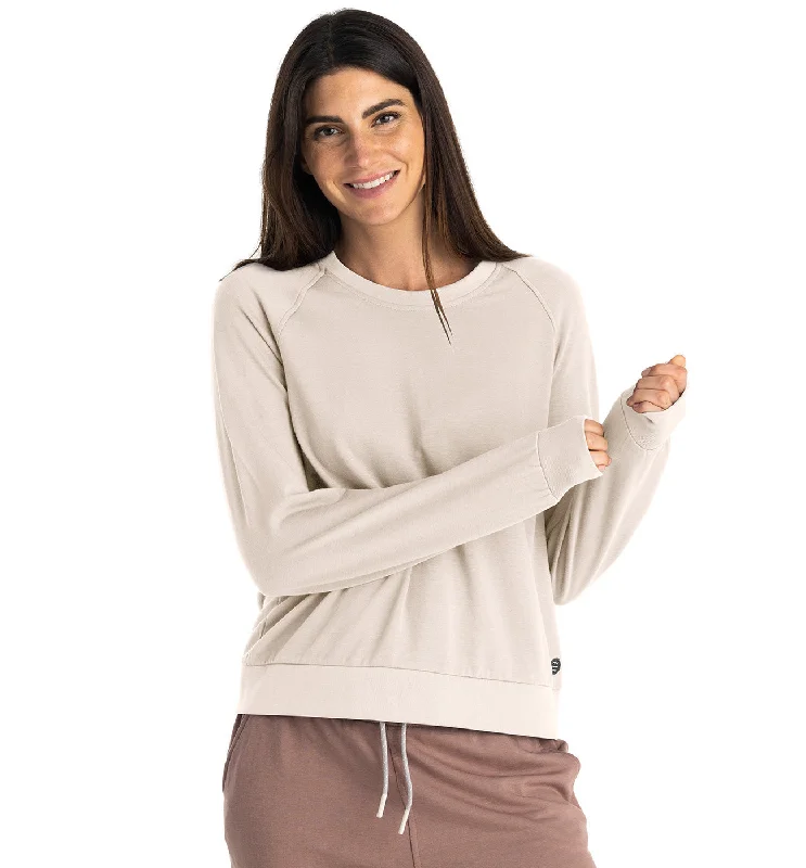 Free Fly Women's Bamboo Lightweight Fleece Crew - STONE Hurry Before It's Gone