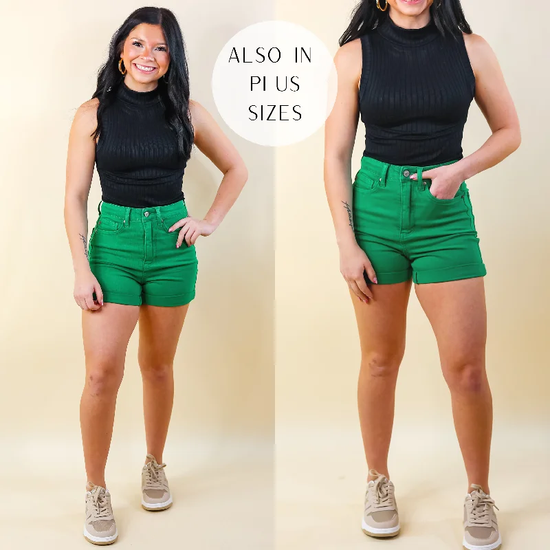 Judy Blue | Tropical Treasure Garment Dyed Shorts in Green Wardrobe Update