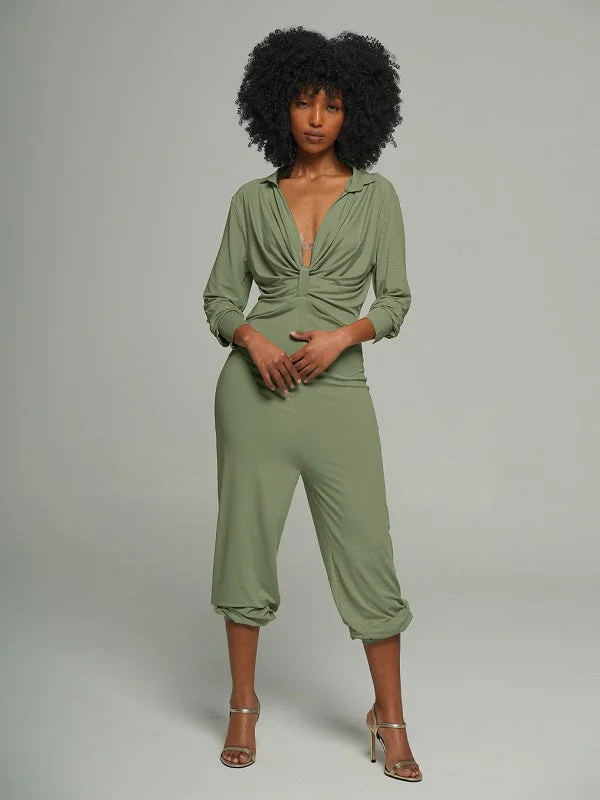 Draped Tie Shirt Jumpsuit Shop Sale Items