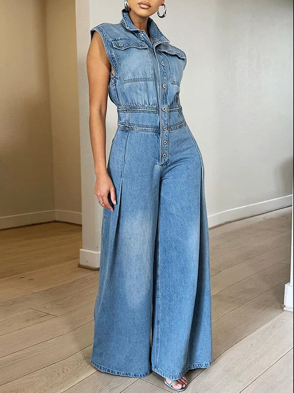 Button-Front Denim Jumpsuit Mother's Day Special