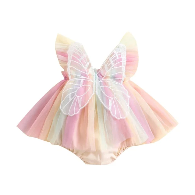 BUTTERFLY Rainbow Tulle Romper Dress Exclusive Discount