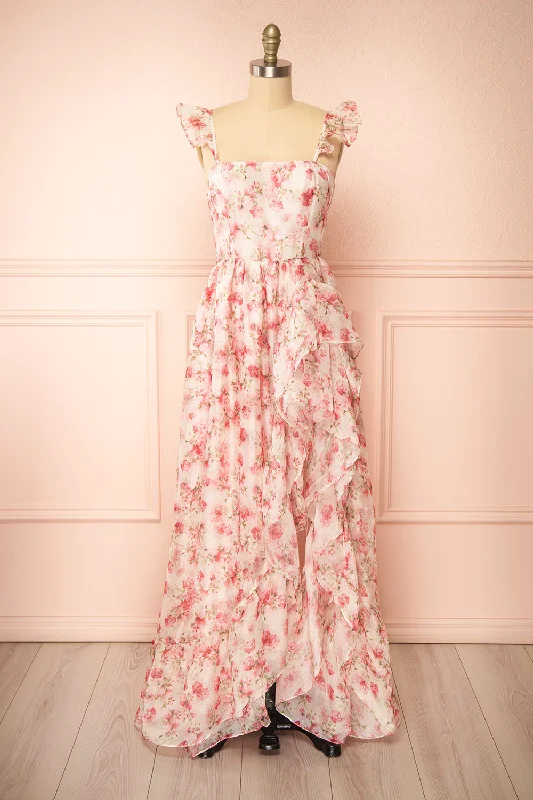 Phyllisia Pink | Floral Maxi Dress w/ Ruffles Bold Patterns