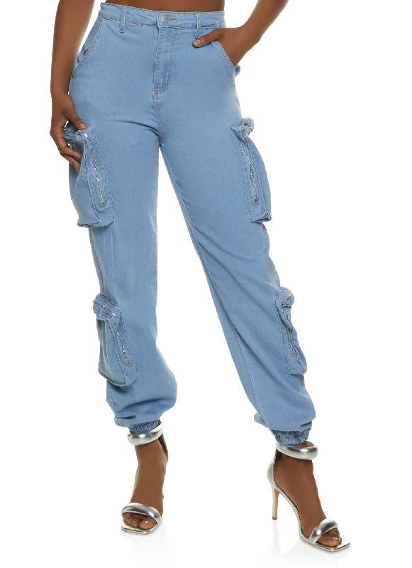 Denim Utility High Waist Joggers Luxury Fashion for Women