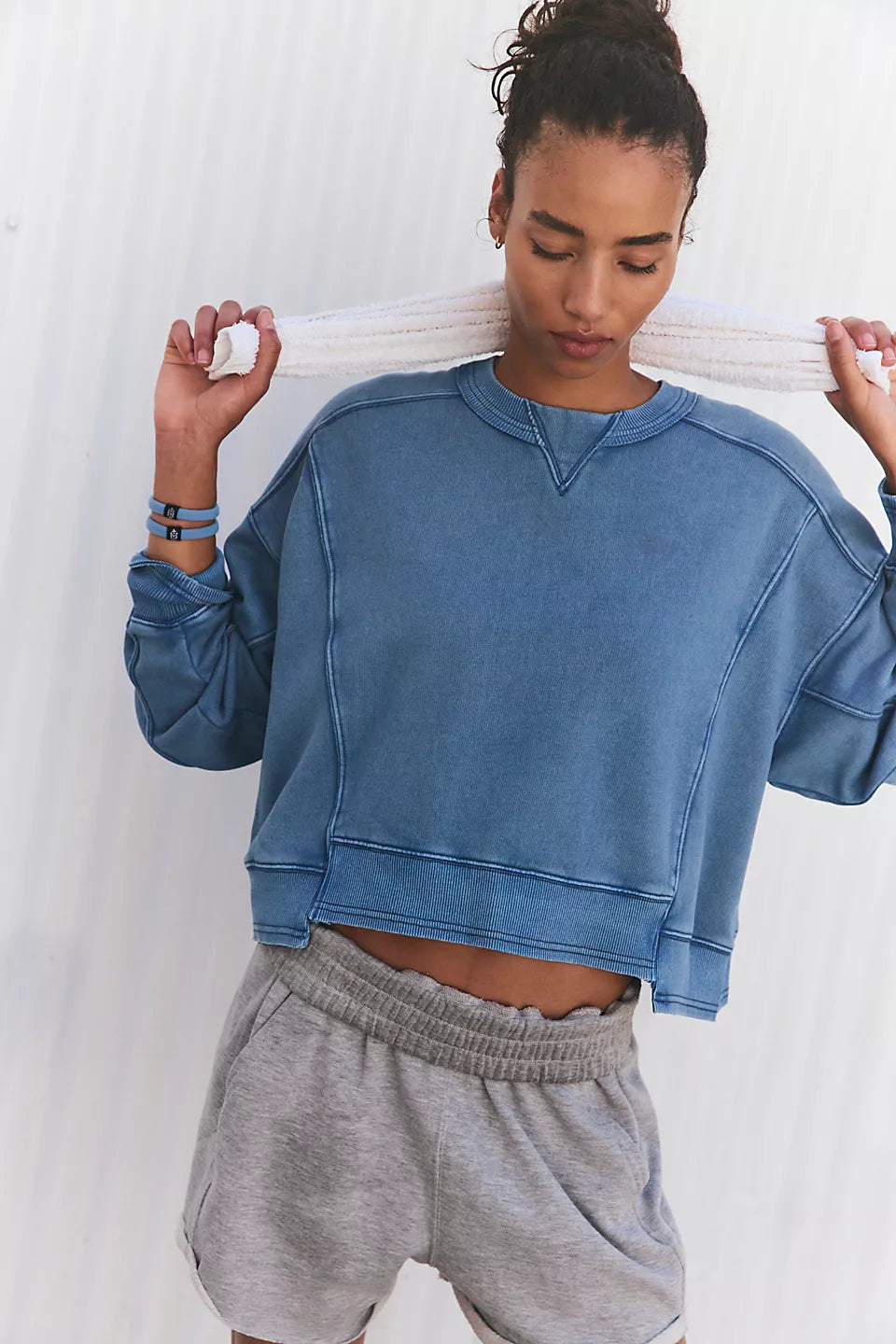 Free People Intercept Pullover - BLUE GREY Effortless Style