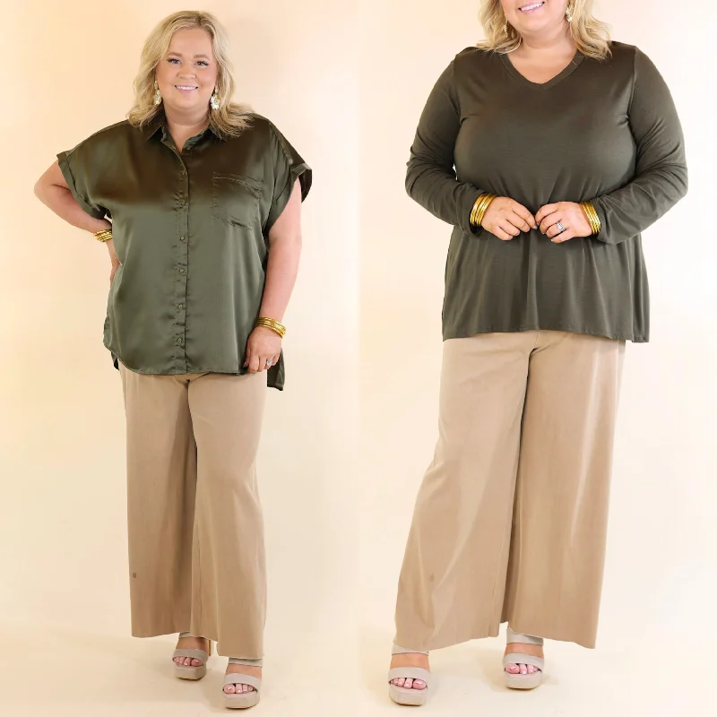 Lyssé | Erin Wide Leg Denim Trousers in Tan Minimalist Elegant