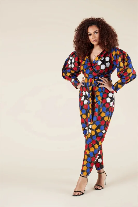 Women's V-neck Autumn Long-sleeved Jumpsuit African Style Cropped Trousers The Good Stuff